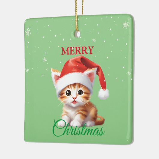 Grappige Safari dieren Kat Kerstmis Kostuum Keramisch Ornament (Links)