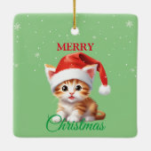 Grappige Safari dieren Kat Kerstmis Kostuum Keramisch Ornament (Achterkant)