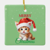 Grappige Safari dieren Kat Kerstmis Kostuum Keramisch Ornament (Voorkant)