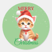 Grappige Safari dieren Kat Kerstmis Kostuum Ronde Sticker (Voorkant)