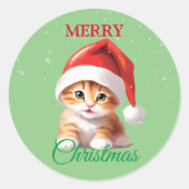 Grappige Safari dieren Kat Kerstmis Kostuum Ronde Sticker (Voorkant)