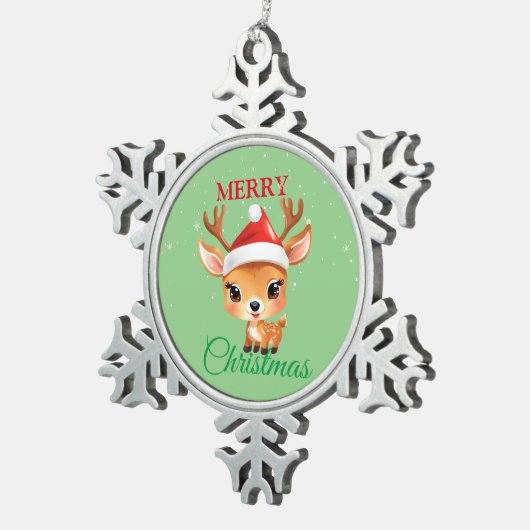 Grappige Safari dieren Kat Kerstmis Kostuum Tin Sneeuwvlok Ornament (Rechts)