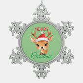 Grappige Safari dieren Kat Kerstmis Kostuum Tin Sneeuwvlok Ornament (Voorkant)