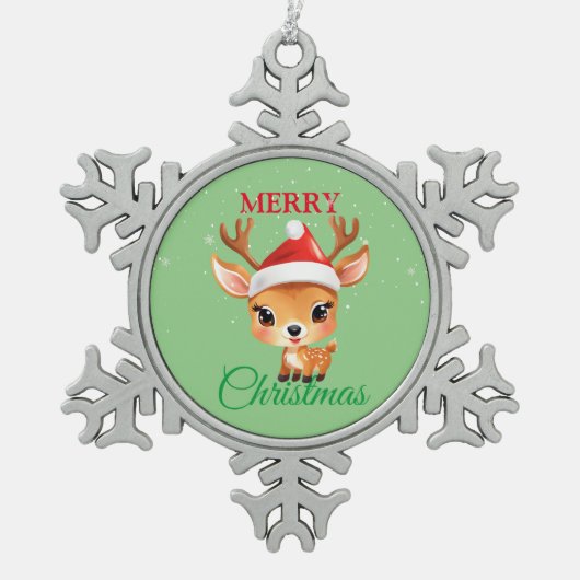 Grappige Safari dieren Kat Kerstmis Kostuum Tin Sneeuwvlok Ornament (Voorkant)