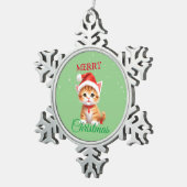 Grappige Safari dieren Kat Kerstmis Kostuum Tin Sneeuwvlok Ornament (Rechts)