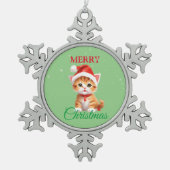 Grappige Safari dieren Kat Kerstmis Kostuum Tin Sneeuwvlok Ornament (Voorkant)