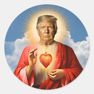 Grappige Saint Trump Gebedskaars Ronde Sticker