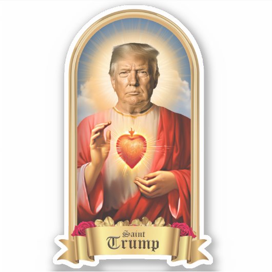 Grappige Saint Trump Gebedskaars Sticker (Voorkant)