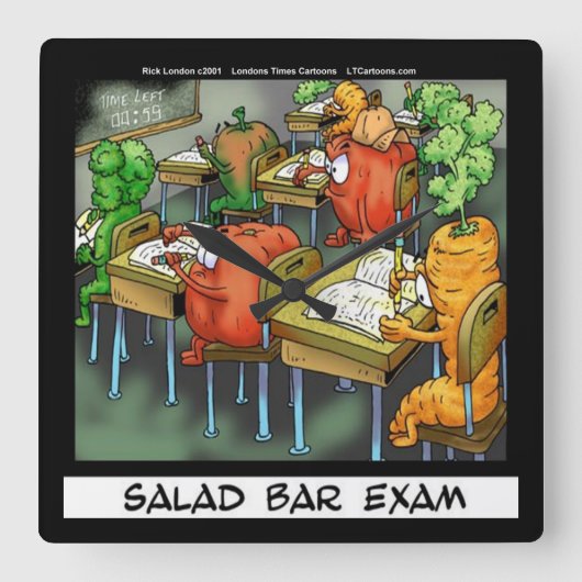 Grappige Saladebar-examen wandklok (Voorkant)