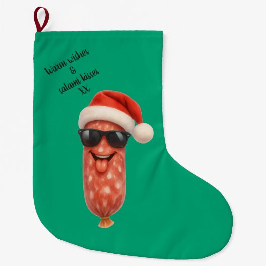 Grappige salami kusjes kerst grote kerstsok (Voorkant)