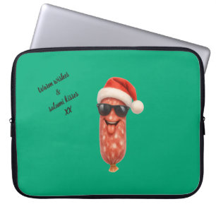 Grappige salami kusjes kerst laptop sleeve