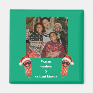 Grappige salami kussen familie foto kerst magneet