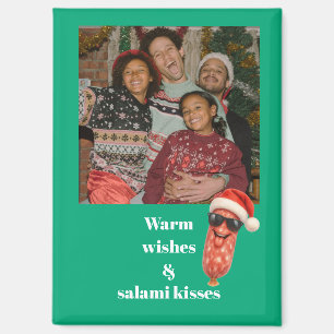 Grappige salami kussen familie foto kerst magneet