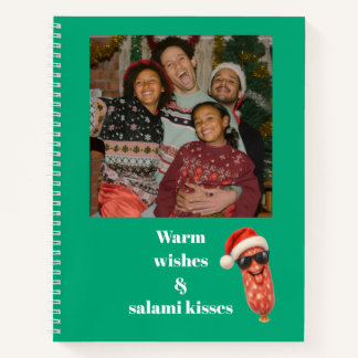 Grappige salami kussen familie foto kerst notitieboek