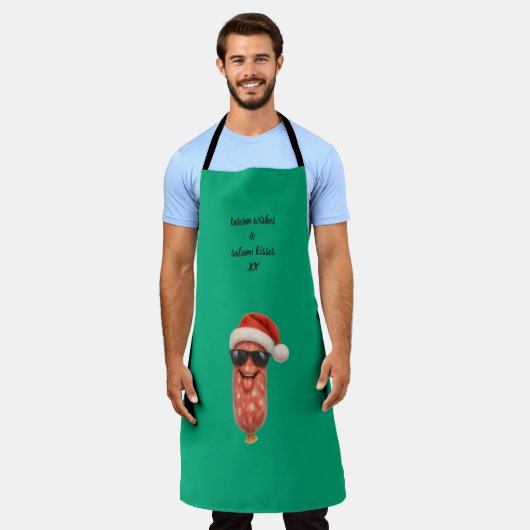 Grappige salami kussen kerstmis schort (Gedragen)