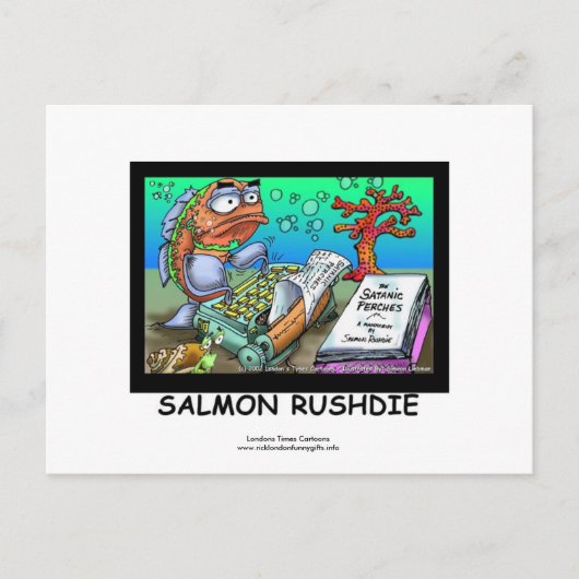 Grappige Salman Rushdie Vis Postkaarten Set Van 8 (Voorkant)