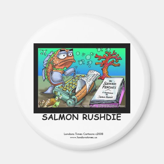 Grappige Salman Rushdie Vismagneet Magneet (Voorkant)
