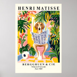 Grappige Saluki Op Een Toilet Kunstprint - Matisse Poster