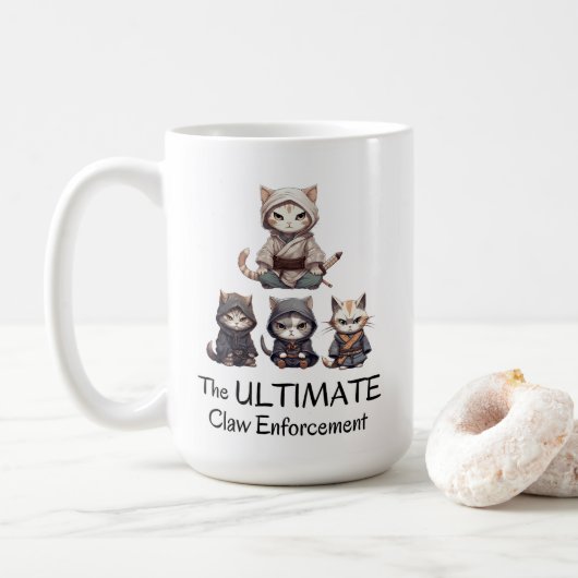 Grappige samoerai katten de ultieme claw handhavin koffiemok (Met donut)
