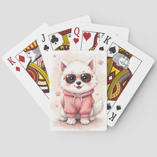 Grappige Samojed Kawaii Hond Pokerkaarten (Achterkant)