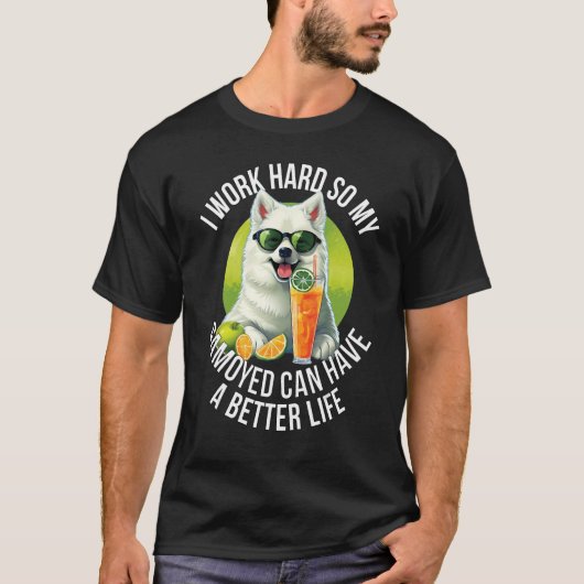 Grappige Samojeed liefdesgeschenken Ik werk hard, T-shirt (Voorkant)
