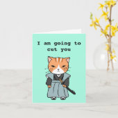 Grappige Samurai Cat Surprise Twist Thrill Verjaar Kaart (Gele Bloem)