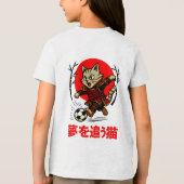 Grappige Samurai Kat Voetbal - Cadeau voor Anime & Tri-Blend Shirt (Achterkant)