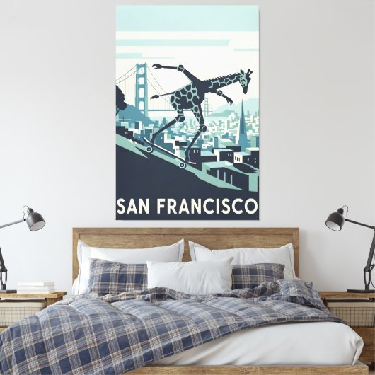 Grappige San Francisco poster Canvas Afdruk (Insitu (Slaapkamer))