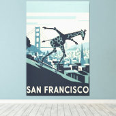 Grappige San Francisco poster Canvas Afdruk (Insitu (Houten vloer))