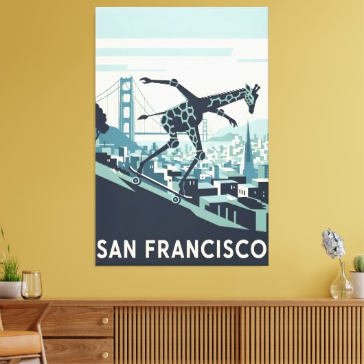Grappige San Francisco poster Canvas Afdruk (Insitu (Woonkamer))