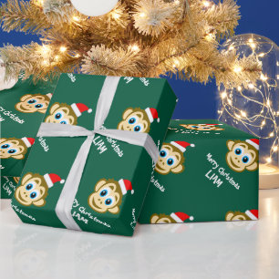 Grappige Santa aap kerst inpakpapier voor kinderen