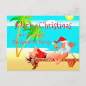 Grappige Santa Beach Kerstmis Groeten Briefkaart (Voorkant)