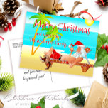 Grappige Santa Beach Kerstmis Groeten Briefkaart<br><div class="desc">Verspreid feestvreugde met een twist met ons Funny Santa Beach Christmas Greetings Briefkaart. Deze unieke kaart, ontworpen met liefde door Mylini Design, heeft een vrolijke kerstman die geniet van zijn eigen kleine vakantie op een zonnig strand. Deze kaart is creëer met levendige kleuren en gedetailleerde afbeeldingen en zal zeker een...</div>