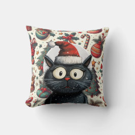 Grappige Santa Black Cat Kerstvakantie Kussen