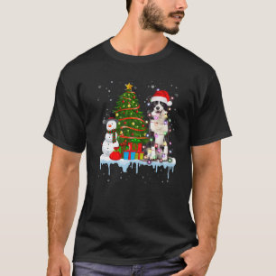 Grappige Santa Border Collie Light Hond Kerstboom T-shirt