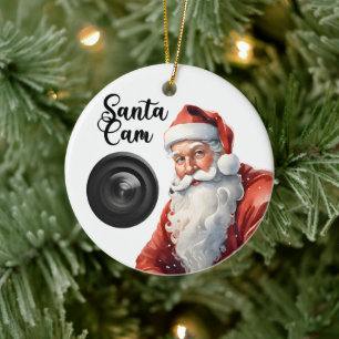Grappige Santa Cam Kerstmis Keramisch Ornament