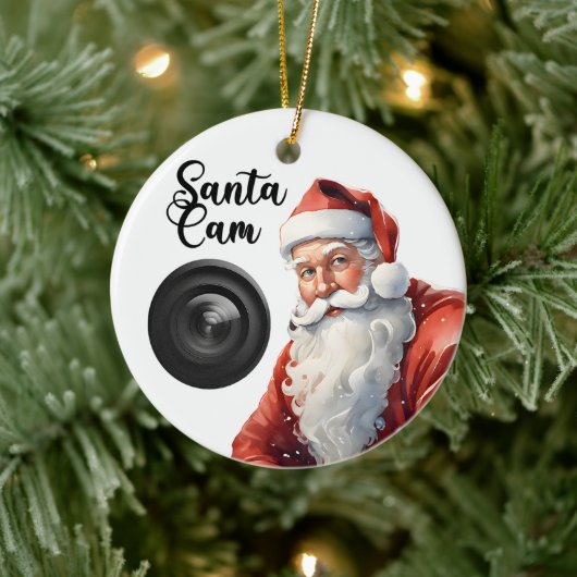 Grappige Santa Cam Kerstmis Keramisch Ornament (Boom)