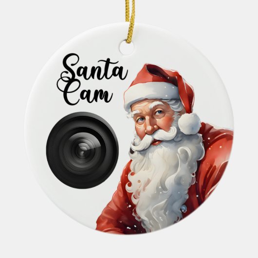 Grappige Santa Cam Kerstmis Keramisch Ornament (Voorkant)
