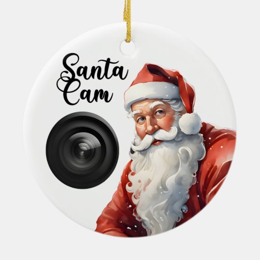 Grappige Santa Cam Kerstmis Keramisch Ornament (Achterkant)