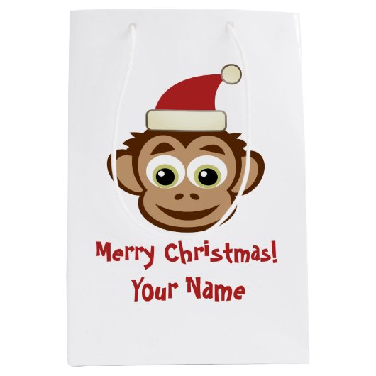 Grappige Santa Claus aap Kerstmis cadeau tassen Medium Cadeauzakje (Voorkant)