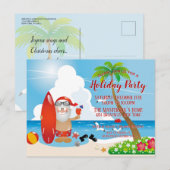 Grappige Santa Claus Beach Vakantie Party Uitnodig Briefkaart (Voorkant / Achterkant)