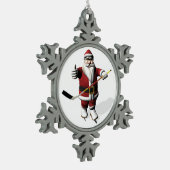 Grappige Santa Claus ijshockeyspeler Tin Sneeuwvlok Ornament (Links)