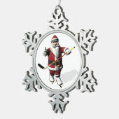 Grappige Santa Claus ijshockeyspeler Tin Sneeuwvlok Ornament (Rechts)