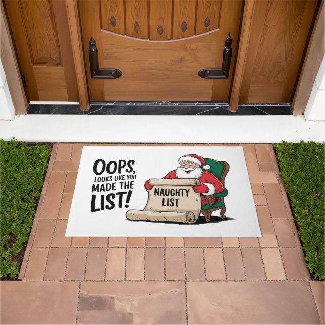 Grappige Santa Claus Naughty List Christmas Design Deurmat (Buiten)