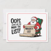 Grappige Santa Claus Naughty List Christmas Design Feestdagenkaart (Voorkant)
