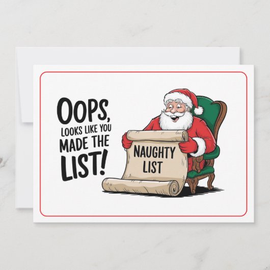 Grappige Santa Claus Naughty List Christmas Design Feestdagenkaart (Voorkant)