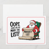 Grappige Santa Claus Naughty List Christmas Design Feestdagenkaart (Voorkant / Achterkant)