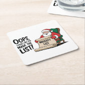 Grappige Santa Claus Naughty List Christmas Design Kartonnen Onderzetters (Schuin)