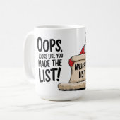 Grappige Santa Claus Naughty List Christmas Design Koffiemok (Voorkant links)