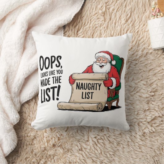 Grappige Santa Claus Naughty List Christmas Design Kussen (Deken)